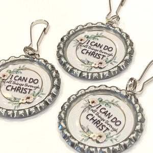 Young Women Theme, 2023 Mutual Theme, LDS Young Women Gift, Bottle Cap Zipper Pull, Keychain, LDS 2023, all things through Christ