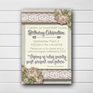 Relief Society Invitation, LDS Relief Society Printable Invitation, Relief Society Activity Ideas, Relief Society Printable, LDS Activity