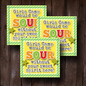 LDS Junge Frauen Mädchen Lager Kissen Leckereien - sour candy gram - Geschenkanhänger, Karten - (6) 3x3 Karten - Sofortdownload