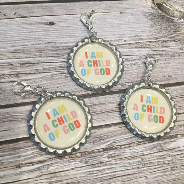 2018 Primary Theme, LDS Primary 2018 Theme, Bottle Cap Zipper Pulls, I am a child of God, LDS Primary Gifts, Baptism, Birthday, Christmas