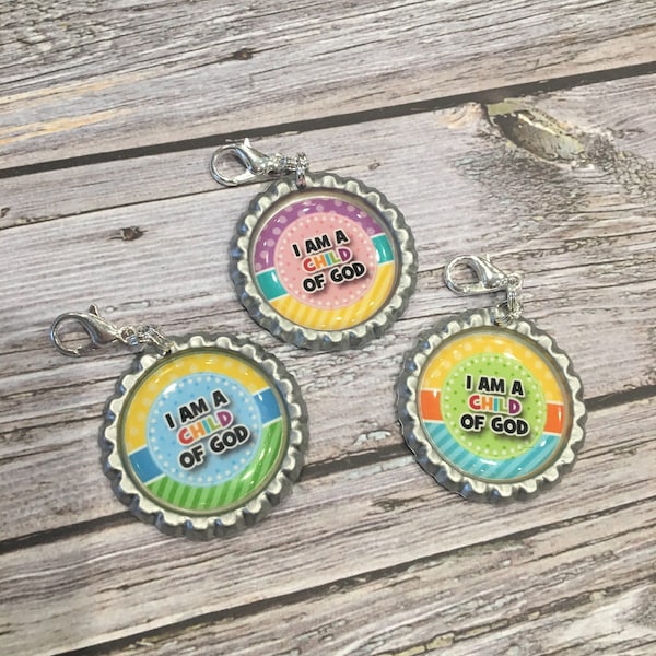 LDS 2023 Primary Theme, LDS Primary 2023 Theme, Bottle Cap Zipper Pulls,I am a child of God, LDS Primary Gifts, Baptism, Birthday, Christmas