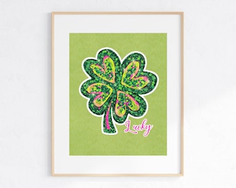 Niedliche St Patricks Day Wandkunst, St Patricks Day Druckbare Wandkunst, St Patricks Day Dekor, Shamrock-Dekor, St Patricks Day Print, Glücksdruck