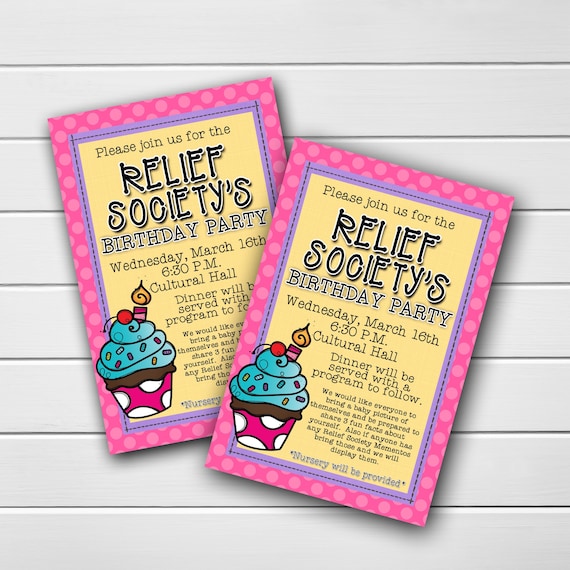 Relief Society Birthday Invitations LDS Relief Society Etsy
