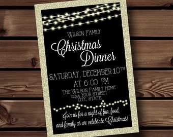 Christmas Invitations, Christmas Invite, Christmas Party Invitations, Elegant Christmas Invitations, Printable Christmas Invitations,Glitter