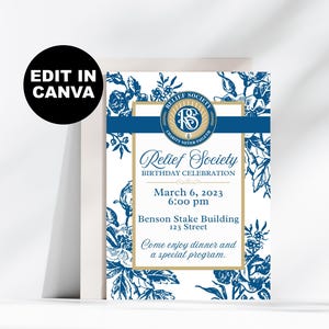 Relief Society Birthday Invitation, Editable LDS, Relief Society Birthday Party Invitation, Relief Society Printable Invitation, LDS Invite