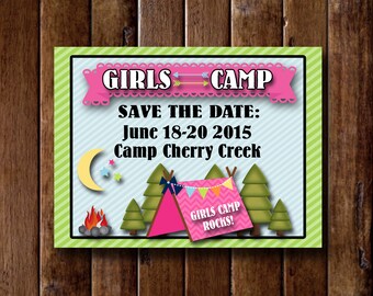 Girls Camp Save the Date Customized Download | Etsy