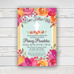 Come Follow Me Primary 2019, LDS 2019 Primary Program Invitation, 2019 Primary Presentation Invite, LDS Primary Program, LDS Come Follow me
