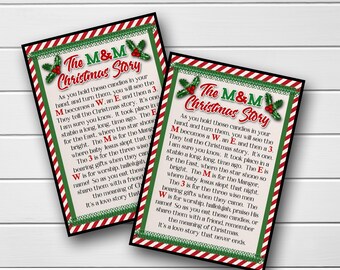 Het M&M-geboorteverhaal (4) 3,5 x 5 kaarten: direct downloaden, kerstcadeau-idee, LDS-kerstcadeau, decemberbediening, christelijk cadeau