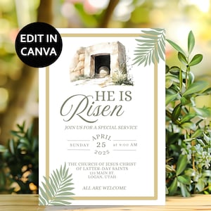 LDS Easter, Sacrament Meeting Invitation, Printable Church Service, Invite Editable, Easter Sunday Invitation, Instant Download Template