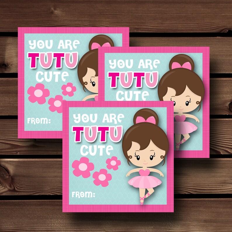 Valentine Kids, School Valentines Cards, Valentine Classmate, Gift Valentine Day, Printable Valentines for kids, dance Valentine, ballet image 1