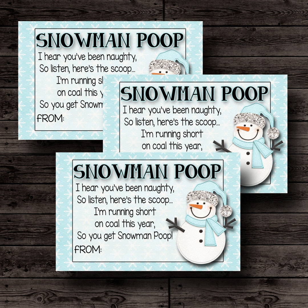 snowman poop printable, christmas tags, christmas gift, for friend