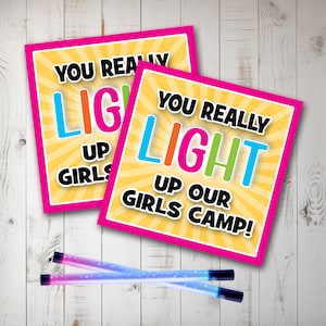 Camp de filles imprimable, LDS jeunes filles filles camp oreiller gâteries, jeunes femmes imprimable, étiquettes cadeaux, cartes (6) 3 x 3 cartes - téléchargement immédiat