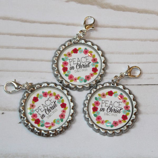 LDS, Peace in Christ 2018, Mutual Theme Gift,Young Women 2018 Theme, LDS Gift,  Young Women Christmas Gift, Bottle Cap Zipper Pull, Keychain