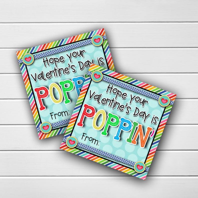 Hope Your Valentine's Day is Poppin', Class Valentine Tags, Pop It Toy Tags, Valentine Pop It Toy Tags, Pop it Valentine's Day, Popper Tag image 1