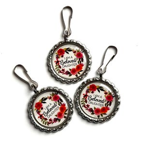Young Women Theme, 2023 Mutual Theme, LDS Young Women Gift, Bottle Cap Zipper Pull, Keychain, New Beginnings, LDS 2021, Beloved Daughter