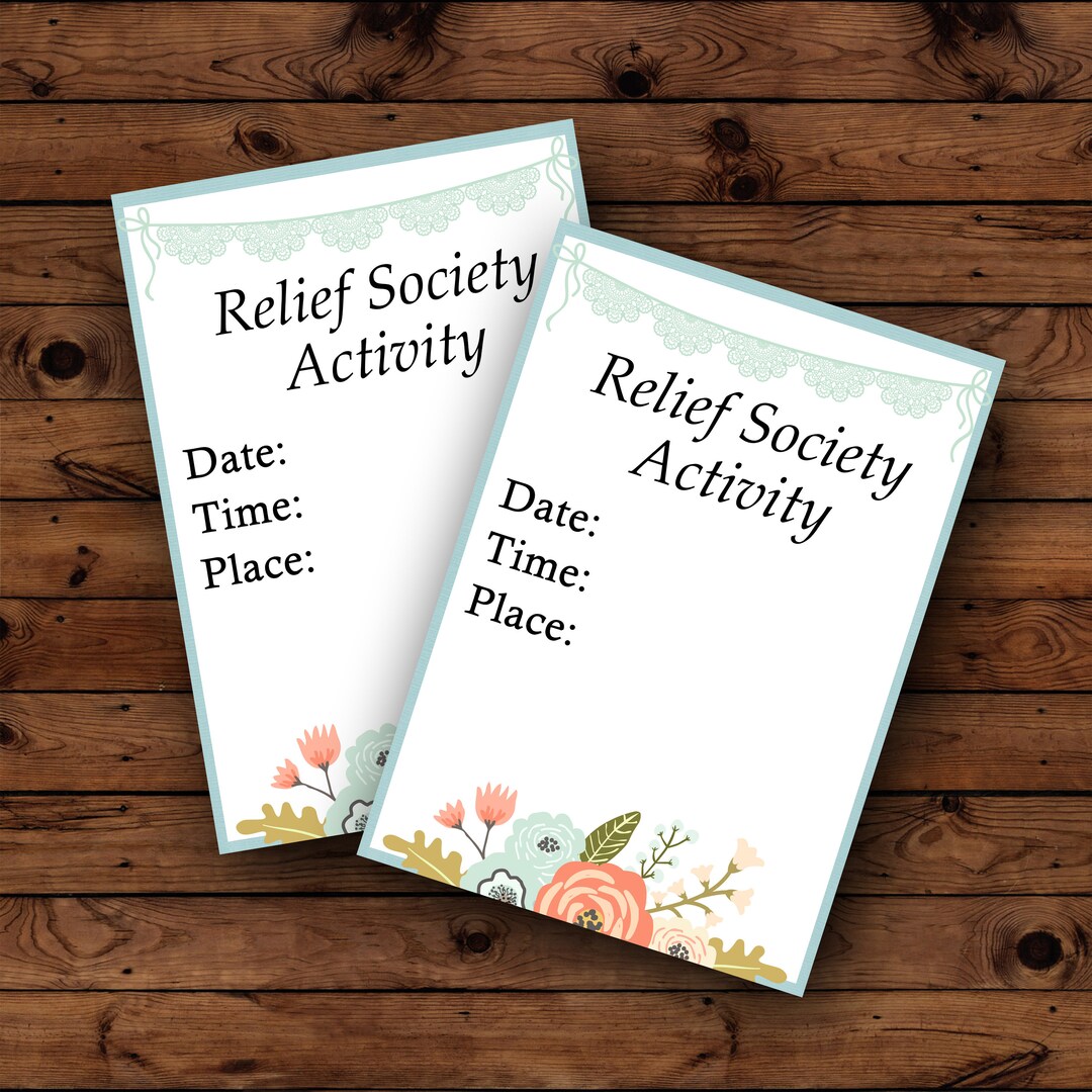 Blank Relief Society Activity Invitations, LDS Relief Society Printable Invitation, Relief ...