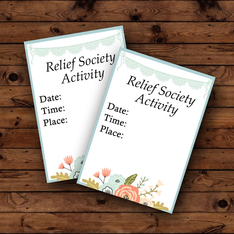 Blank Relief Society Activity Invitations LDS Relief Society Etsy