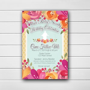 Relief Society Birthday Invitations, LDS Relief Society Printable Invitation, Relief Society Activity Ideas, Relief Society Printable
