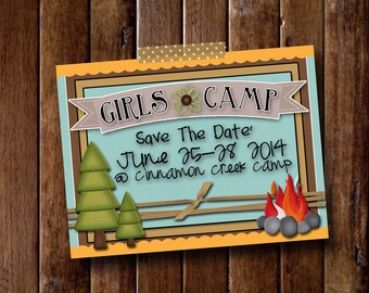 Girls Camp- Save The Date Customized Download
