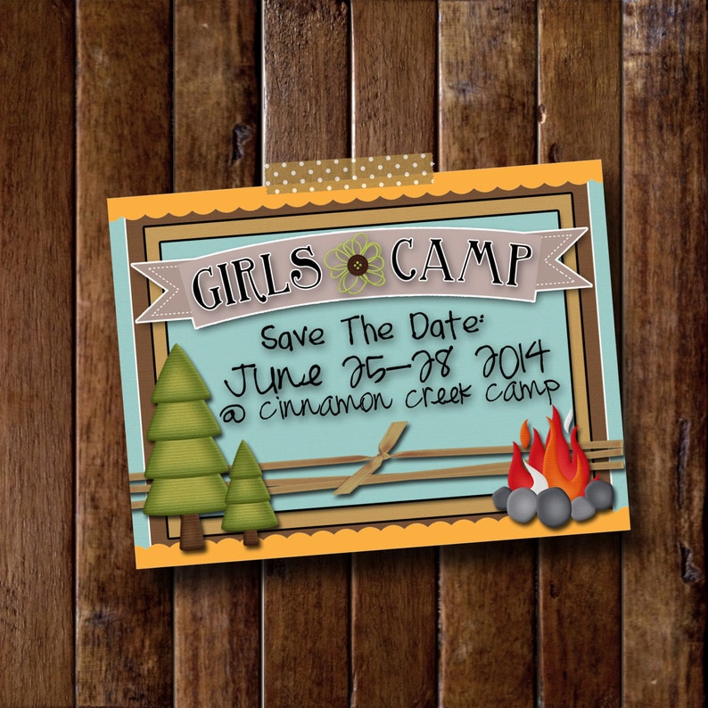 Girls Camp Save the Date Customized Download - Etsy