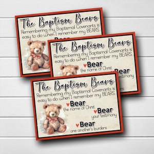 Baptism Bears Printable for LDS Baptism,  LDS Baptism Gift, CTR, Choose The Right, Primary Printable, Primary, It&#39;s great to be eight