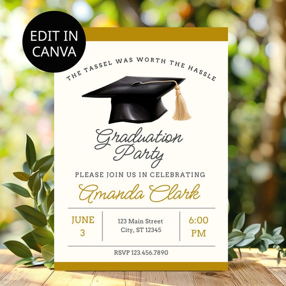 grad party card Wildflower Graduation Party Invitation A Digital version emailed