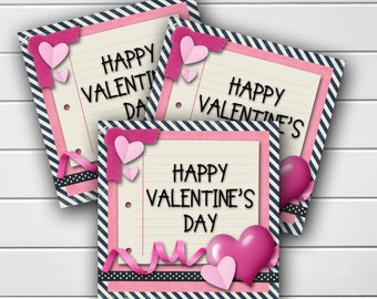 Printable Valentine Day Card, Valentine Printable Tags, Valentine Class Favor, Valentines Day Gift, school Valentines, For friends