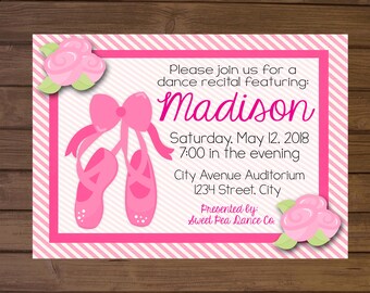 Dance Recital Invitation, Ballet Recital Invitation, Dance Class Invitation, Dance Teacher Gift, Ballerina Invitation, Dance Invitation