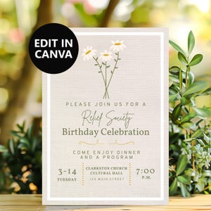 LDS Invitation, LDS Printable Invitation, Relief Society Birthday Invitation, Relief Society Invitation, LDS Relief Society Activity, Ideas
