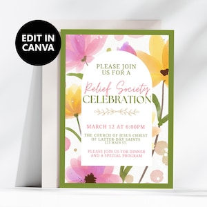 LDS Invitation, LDS Printable Invitation, Relief Society Birthday Invitation, Relief Society Invitation, LDS Relief Society Activity, Ideas