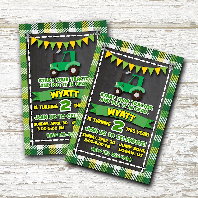 Tractor Birthday Invitation John Deere Birthday Invitation Etsy