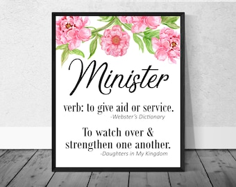 Ministering LDS, Ministering Printable, Relief Society Printable Ministering, Poster, Ministering Handout, Relief Society Bulletin Board