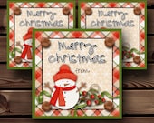 Christmas Gift Tags, Printable Christmas Gift Tags, Christmas Tag Printable, Christmas Download, Snowman Christmas Card, Printable Tags