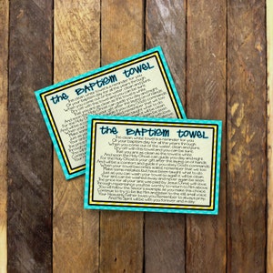 Tarjetas con poemas de toalla para bautismo de los Santos de los Últimos Días (4) Tarjetas de 3,5 x 5 - Descarga instantánea