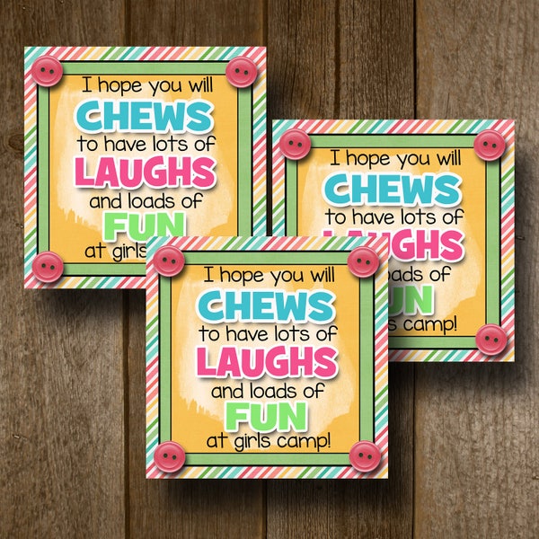 LDS Young Womens Girls Camp Pillow Treats, Young Womens Printable, Candy Gram- Gift Tags, Cards (6) 3x3 Cards- Instant download