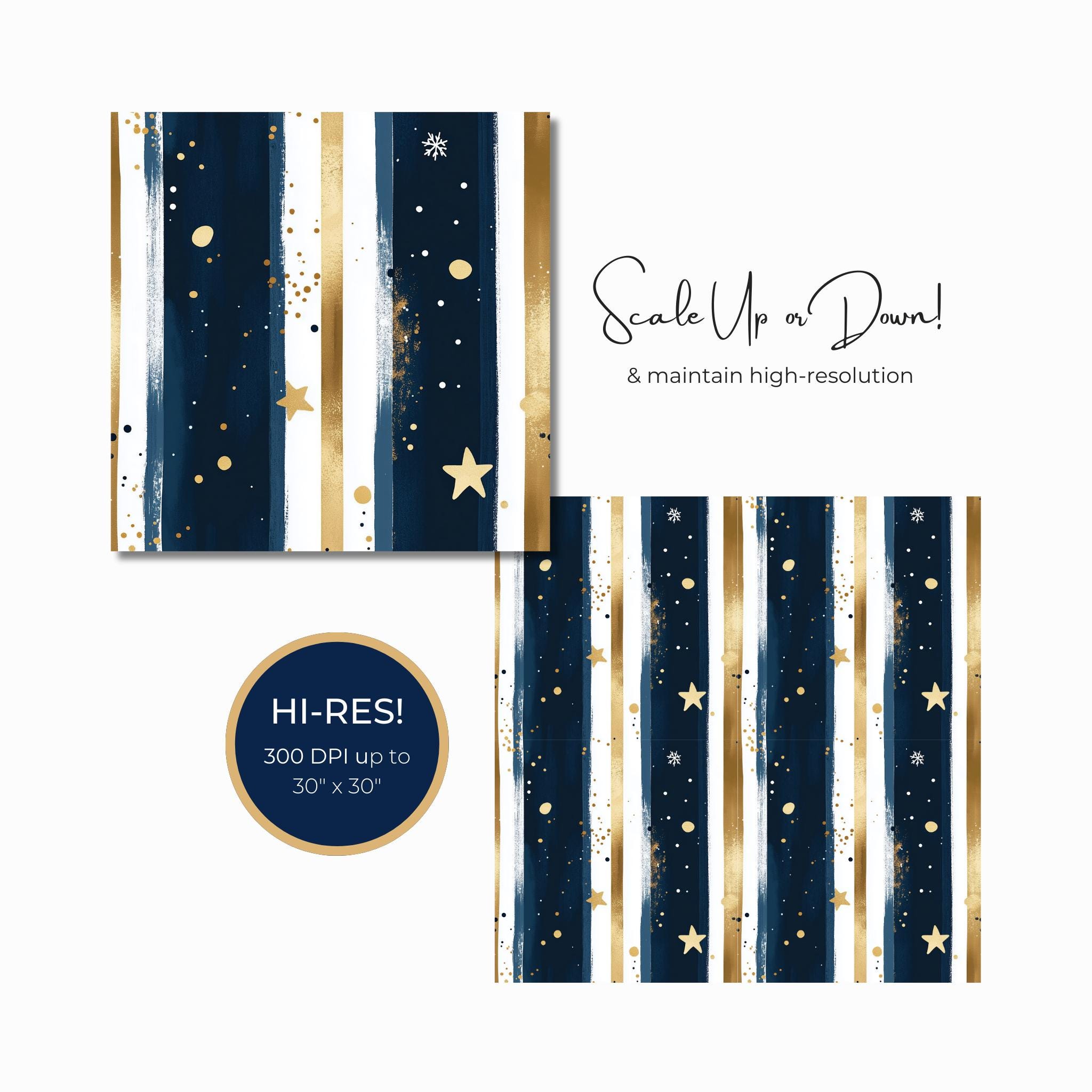 Navy Blue and Gold Digital Seamless Patterns, Navy Digital Paper ...