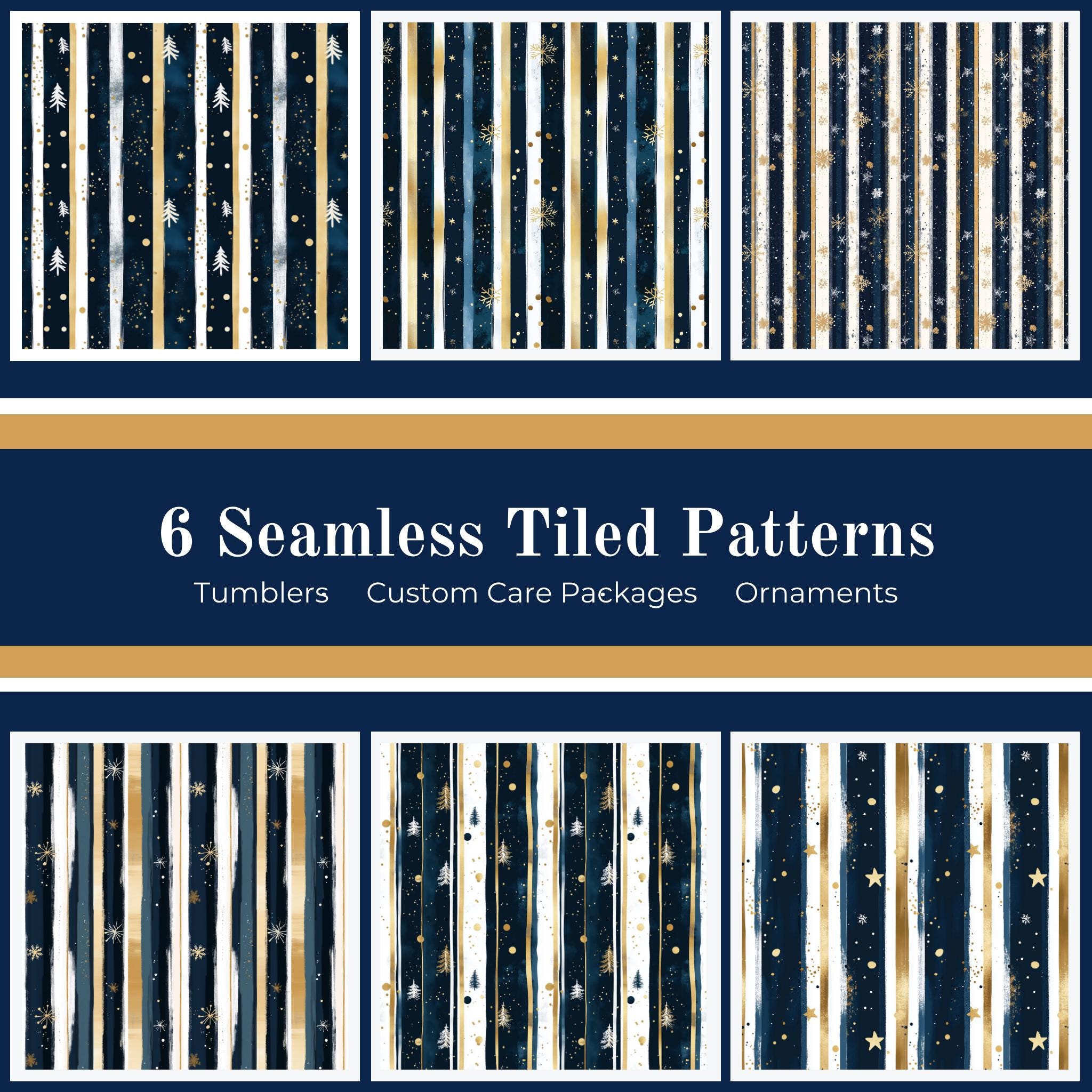 Navy Blue and Gold Digital Seamless Patterns, Navy Digital Paper ...