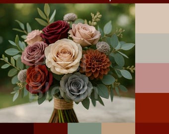 Blush & Bordeaux Wedding Color Palette: Earthy Moody Tones (Digital Download, HEX CMYK RGB Swatches)