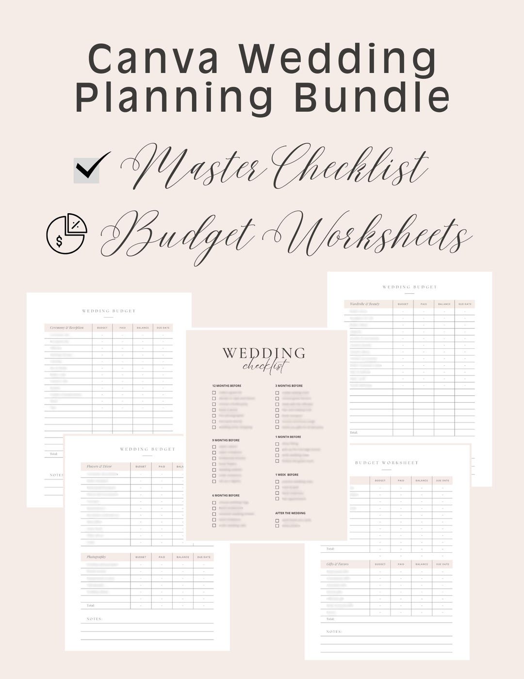 Wedding Planning Checklist and Budget Template – Editable in Canva