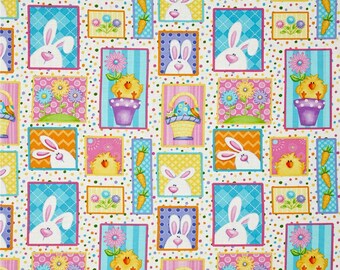 Fat Quarter The Sweetest Springtime Easter Bunny and Chick Patchwork Fabric