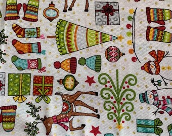 Fat Quarter Bright and Colorful Christmas Fabric