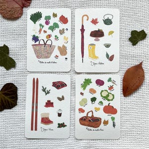 Cartes postales Fruits et Légumes de saison Automne et Hiver  et Les indispensables  - Illustration, Impression d'art