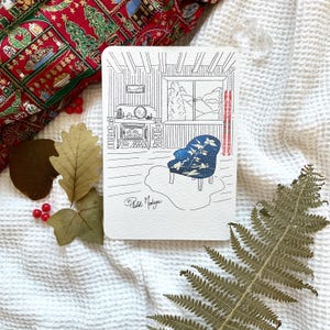 Carte postale Plutôt Montagne - Illustration florale, Oshibana art et Cyanotype, Impression d'art