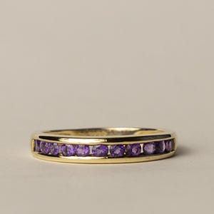 vintage 9ct amethyst channel set ring stackable gemstone