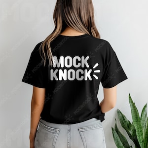 Gildan 5000 Black Shirt Mockup |  G500 Black T-shirt Mockup | Black Back Model Mock | Casual Minimal Trendy Fall Boho Aesthetic Tshirt