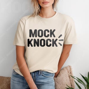 Gildan 64000 Sand Tshirt Mockup | G640 Sand T-shirt | Sand Beige Front Model Mock | Casual Minimal Trendy Fall Boho Aesthetic Shirt