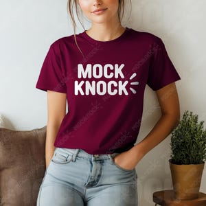 Bella Canvas 3001 Maroon Shirt Mockup | BC 3001 Maroon T-shirt Mock-up| Maroon Front Model Mock | Minimal Trendy Fall Boho Aesthetic Tshirt