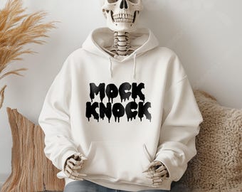 Gildan 18500 Weißes Kapuzen-Sweatshirt Mock-up | Gildan Hoodie | G185 Weißer Hoodie Mockup | Trendige Herbst Halloween Skelett Boho Ästhetik