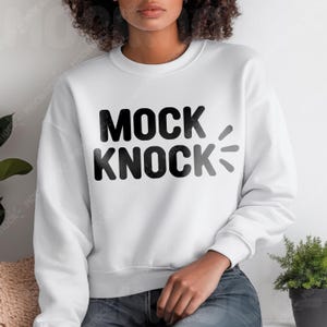 Comfort Colors 1566 White Sweatshirt Mockup | CC1566 White Mock-up | White Front Model Mock | Trendy Minimal Aesthetic Sweater