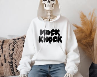 Gildan 18500 Weißes Kapuzen-Sweatshirt Mockup | G185 Weißer Hoodie Mock-up | Gildan Hoodie | Trendige Herbst Halloween Skelett Boho Ästhetik